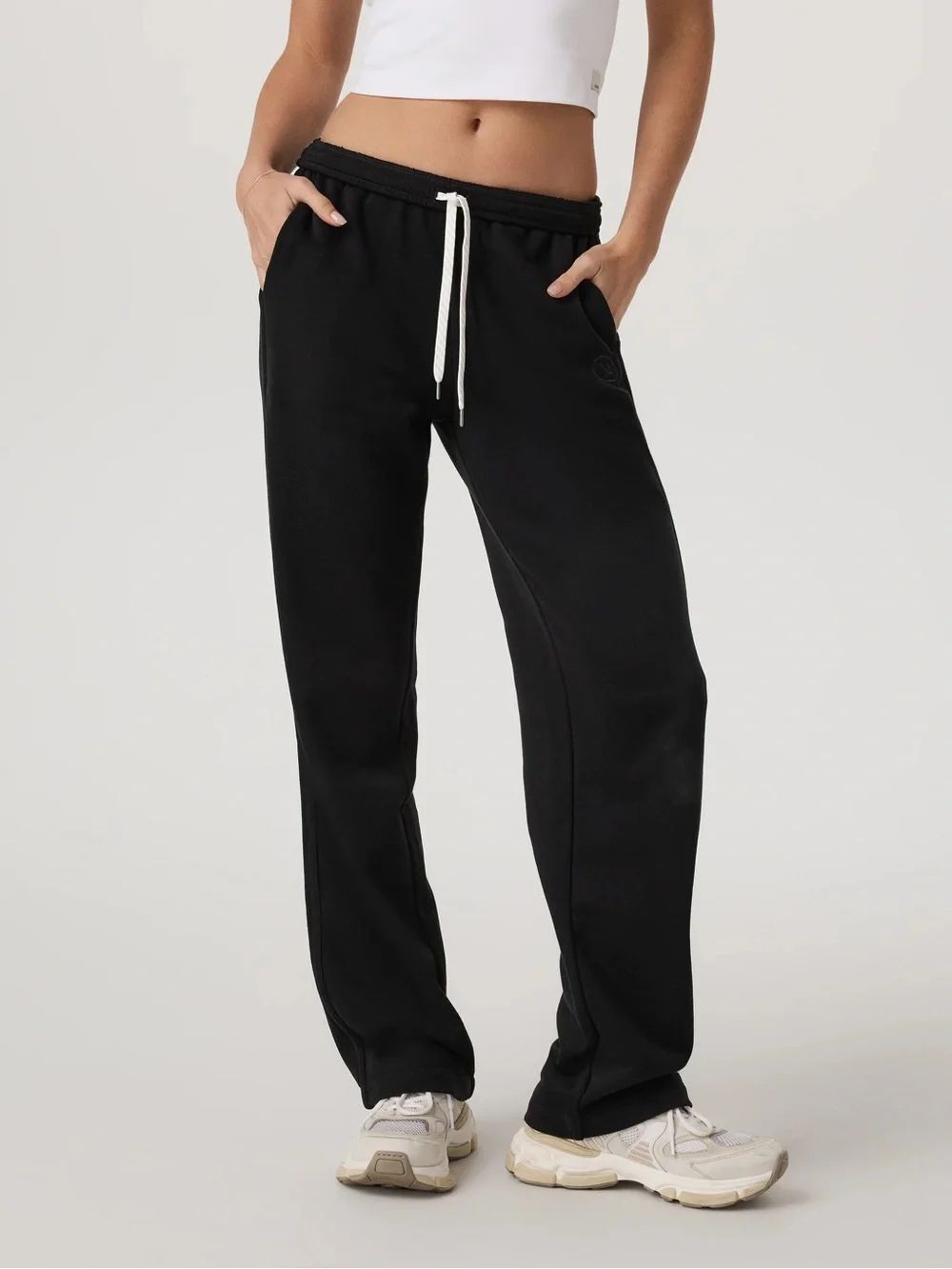 Vuori Black Sweatpants with White Logo Tab
